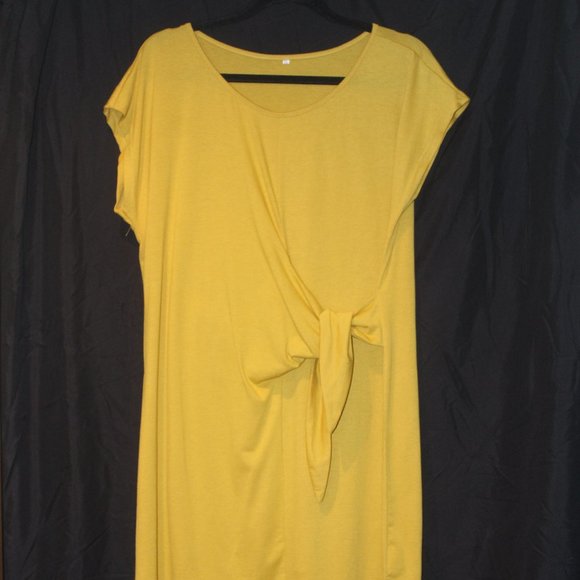 Mustard Color Tee Shirt Dress - Picture 1 of 5